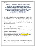 GEORGIA PRO-INSURANCE ADJUSTER EXAM  QUESTION BANK 2025&sol;2026 ACTUAL EXAM  QUESTIONS AND CORRECT DETAILED ANSWERS  &lpar;VERIFIED ANSWERS&rpar; ALL ANSWERED &lbrace;300 Q & A&rcub;  ALREADY GRADED A&plus; &sol; ADJUSTING EXAM  ADJUSTER PRO &vert; BRAND NEW&excl; 