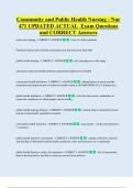 Community and Public Health Nursing - Nur  471 UPDATED ACTUAL  Exam Questions  and CORRECT Answers