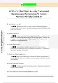 CCSP - Certified Cloud Security Professional  Questions and Answers &lpar;100&percnt; Correct  Answers&rpar; Already Graded A&plus; 