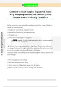 Certified Medical-Surgical Registered Nurse  2025 Sample Questions and Answers &lpar;100&percnt;  Correct Answers&rpar; Already Graded A&plus; 