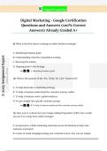 Digital Marketing - Google Certification  Questions and Answers &lpar;100&percnt; Correct  Answers&rpar; Already Graded A&plus; 