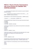 HESI A2 - Physics &lpar;Practice Test&rpar; Questions with correct Answers &lpar;A&plus; GRADED 100&percnt; VERIFIED&rpar; 2025&sol;2026