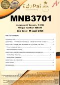 MNB3701 Assignment 2 &lpar;COMPLETE ANSWERS&rpar; Semester 1 2026 - DUE 16 April 2026