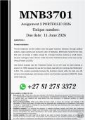 MNB3701 Assignment 3 &lpar;COMPLETE ANSWERS&rpar; Semester 1 2026 - DUE 11 June 2026