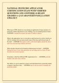 NATIONAL PESTICIDE APPLICATOR  CERTIFICATION EXAM WITH VERIFIED  QUESTIONS AND ANSWERS&vert;&vert; ALREADY  GRADED A&plus; &vert;&vert; GUARANTEED PASS &vert;&vert; LATEST  UPDATE&excl;&excl;&excl;