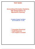 Test Bank for Accounting Information Systems&comma; 16th Global Edition by Romney &lpar;All Chapters included&rpar;