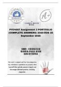 PYC4807 Assignment 3 PORTFOLIO (COMPLETE ANSWERS) 2025-DUE 25 September 2025; 100% trusted ,comprehensive and complete reliable solution with clear explanation.