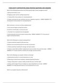 FOOD SAFETY CERTIFICATION EXAM UPDATED QUESTIONS AND ANSWERS