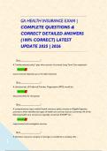 GA HEALTH INSURANCE EXAM &vert; COMPLETE QUESTIONS & CORRECT DETAILED ANSWERS &lpar;100&percnt; CORRECT&rpar; LATEST UPDATE 2025 &vert; 2026      