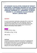 ATI DOSAGE CALCULATION&comma; DOSAGE BY WEIGHT  EXAM BANK &lpar;4 VERSIONS&rpar; 2025&sol;2026 ACTUAL EXAM  QUESTIONS AND CORRECT DETAILED ANSWERS  &lpar;VERIFIED ANSWERS&rpar; ALL ANSWERED &sol; ALREADY  GRADED A&plus; &sol; ATI DOSAGE CALCULATION BY  WEIGHT &vert; BRAND NEW&excl; 