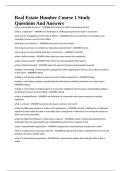 Real Estate Humber Course 1 Study Questions And Answers