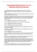 Psychology Of Women&colon; Exam 1&comma; Ch&period; 1-4  Questions And Correct Answers 