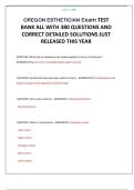 OREGON ESTHETICIAN Exam TEST BANK ALL WITH 380 QUESTIONS AND CORRECT DETAILED SOLUTIONS JUST RELEASED THIS YEAR