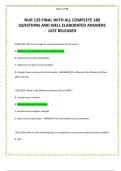 NUR 129 FINAL WITH ALL COMPLETE 180 QUESTIONS AND WELL ELABORATED ANSWERS JUST RELEASED 