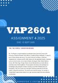 VAP2601 Assignment 4 Semester 2 2025 - Due 12 September 2025