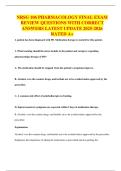 NRSG 106 PHARMACOLOGY FINAL EXAM REVIEW QUESTIONS WITH CORRECT ANSWERS LATEST UPDATE 2025-2026 RATED A&plus;