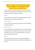 NRSG 110 FINAL REVIEW QUESTIONS WITH CORRECT ANSWERS LATEST UPDATE 2025-2026 RATED A&plus;