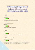 CNA Vocabulary &vert; Strategies Review of Key Quizzes & Correct Answers with 100&percnt; Verified Answers &lpar;2025 &vert; 2026&rpar;       