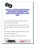 PHILO031 Ethics &ndash; 42 Exam Questions with Correct Answers on the Origin and Branches of Philosophy&colon; Ontology&comma; Metaphysics&comma; Logic&comma; and Ethics &lpar;AY 2025&sol;2026&rpar;