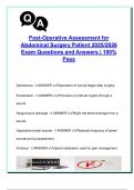 Post-Operative Assessment for Abdominal Surgery &ndash; 22 Verified Exam Questions with Answers on Wound Care&comma; Pain Management&comma; and PACU Protocols &lpar;AY 2025&sol;2026&rpar;