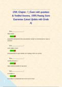 CNA&colon; Chapter 1 &vert; Exam with questions & Verified Answers&comma; 100&percnt; Passing Score Guarantee &lpar;Latest Update with Grade A&rpar;       