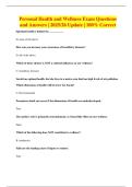 Personal Health and Wellness Exam Questions and Answers &vert; 2025&sol;26 Update &vert; 100&percnt; Correct