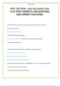 NUR 129 FINAL JUST RELEASED THIS YEAR WITH COMPLETE 180 QUESTIONS AND CORRECT SOLUTIONS