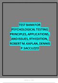 TEST BANK FOR PSYCHOLOGICAL TESTING PRINCIPLES, APPLICATIONS, AND ISSUES, 9TH EDITION, ROBERT M. KAPLAN, DENNIS P. SACCUZZO