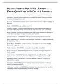 Massachusetts Pesticide License Exam Questions with Correct Answers
