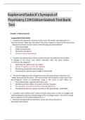 Complete Kaplan And Sadock&rsquo;s Synopsis Of Psychiatry 11th Edition Sadock Test Bank All Chapters Included