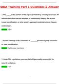 SIDA Training Part 1 Actual &lpar;Latest 2025 &sol; 2026 Update&rpar; Questions & Correct Answers &lpar;100&percnt; Correct Verified Answers&rpar; Already Graded A