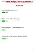 SIDA Badge Actual Exam &lpar;Latest 2025 &sol; 2026 Update&rpar; Questions & Correct Answers &lpar;100&percnt; Correct Verified Answers&rpar; Already Graded A
