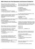 ENA Critical care Test Questions and Answers Graded A&plus;
