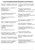 Local Anesthesia Board Questions and Answers