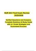 NUR 603 Final Exam Review 2025&sol;2026 &ndash; Verified Q&A Guide
