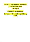 Florida Contractors Manual 2025&sol;2026 &ndash; Practice Q&A Guide