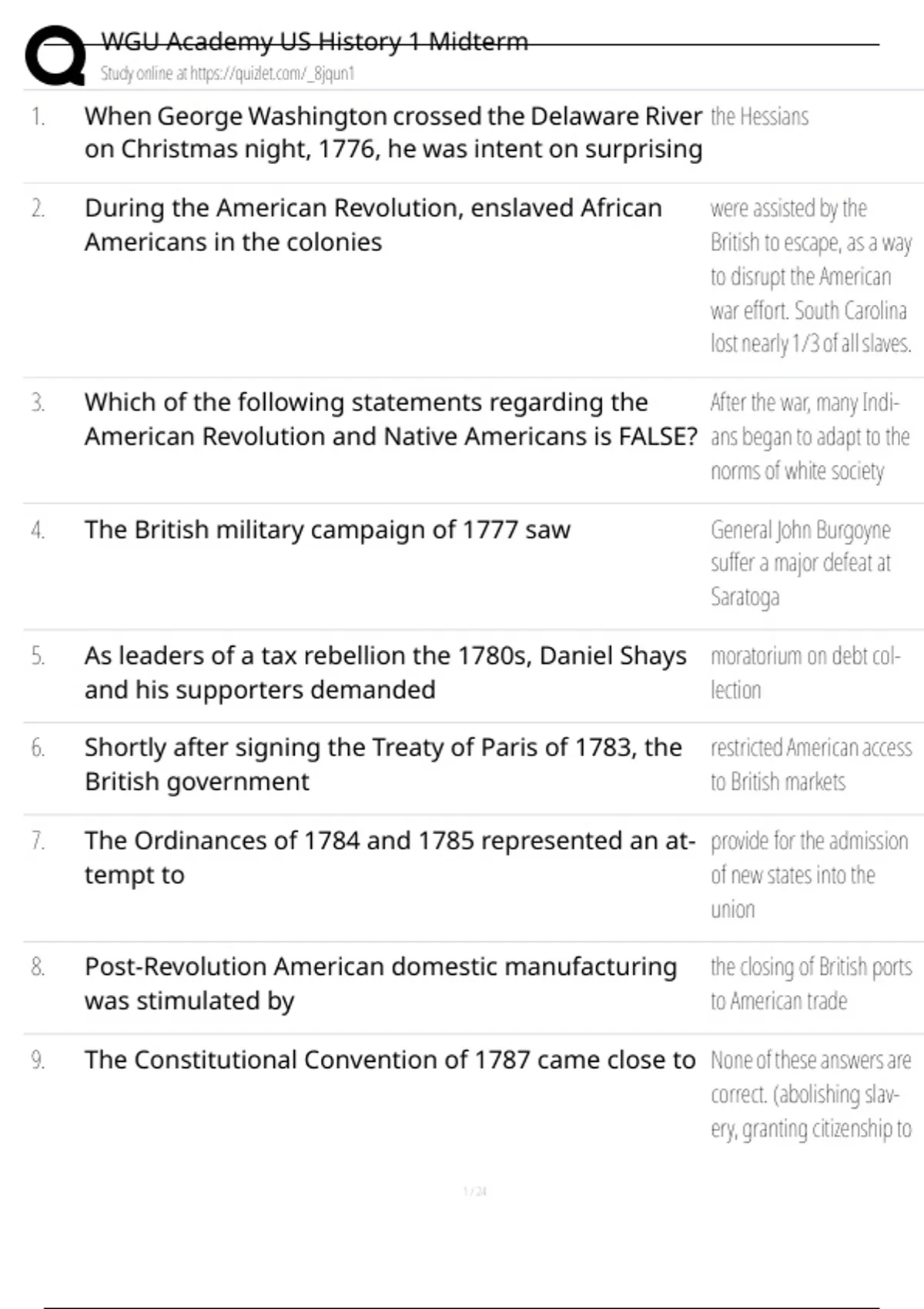 WGU Academy US History 1 – Midterm Exam | Complete Questions and ...