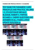 TEST BANK FOR PARAMEDIC CARE&colon; PRINCIPLES AND PRACTICE&comma; 6TH EDITION VOLUMES 1-5&comma;  BY BRYAN E&period; BLEDSOE&comma; ROBERT S&period; PORTER&comma; RICHARD A&period; CHERRY QUESTIONS AND ANSWERS IN ALL PAGES&period;LATEST UPDATE 2025&sol;2026 A&plus;