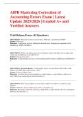 AIPB Mastering Correction of Accounting Errors Exam &vert; Latest Update 2025&sol;2026 &vert; Graded A&plus; and Verified Answers