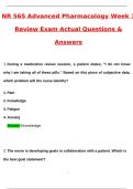 NR 565 Advanced Pharmacology Week 1 Review Actual Exam &lpar;Latest 2025 &sol; 2026 Update&rpar; Questions & Correct Verified Answers &lpar;100&percnt; Correct Verified Answers&rpar; Already A&plus; GRADE Chamberlain