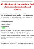 NR 565 Advanced Pharmacology Week 1 Quiz Actual Exam &lpar;Latest 2025 &sol; 2026 Update&rpar; Questions & Correct Verified Answers &lpar;100&percnt; Correct Verified Answers&rpar; Already A&plus; GRADE Chamberlain&period;