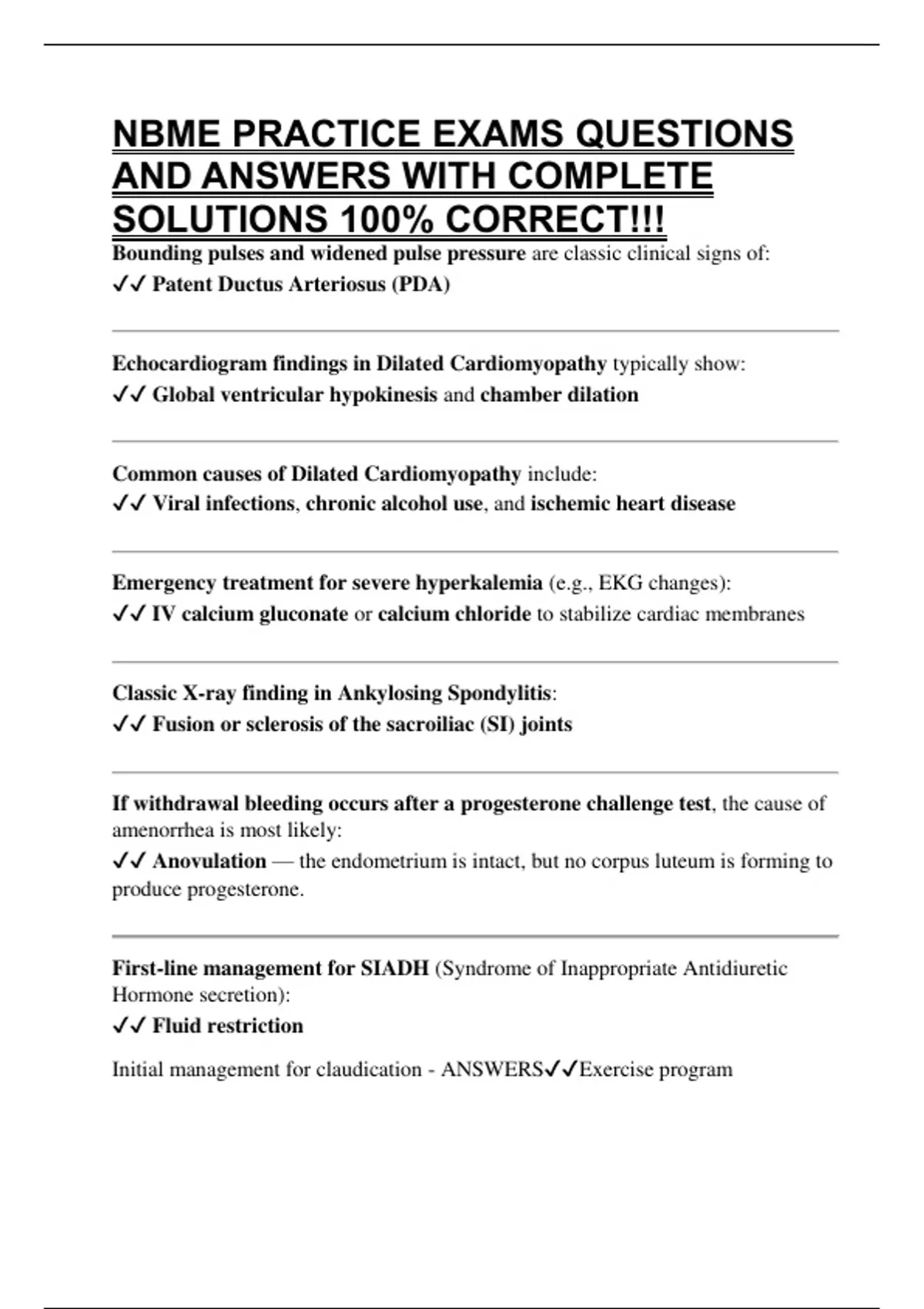 Nbme Sample Questions NBME PRACTICE EXAMS QUESTIONS AND ANSWERS WITH COMPLETE SOLUTIONS 100% ...