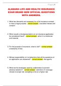 ALABAMA LIFE AND HEALTH INSURANCE  EXAM BRAND NEW OFFICIAL QUESTIONS  WITH ANSWERS&period; 