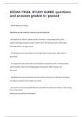 ICEMA FINAL STUDY GUIDE questions and answers graded A&plus; passed