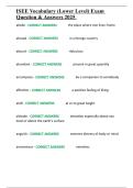 ISEE Vocabulary &lpar;Lower Level&rpar; Exam Question & Answers 2025&period;docx