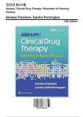 Test Bank - Abrams&rsquo; Clinical Drug Therapy&colon; Rationales for Nursing Practice&comma; 13th Edition &lpar;Frandsen&comma; 2025&rpar;Newest edition&vert;&vert;Ace your exam&period;
