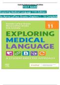 Test Bank for Exploring Medical Language&colon; A Student-Directed Approach&comma; 11th Edition by Danielle LaFleur Brooks&comma; Dale M&period; Levinsky&comma; and Myrna LaFleur Brooks &vert;all chapters covered&vert;