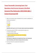 Texas Paramedic Licensing Exam Test  Questions And Correct Answers &lpar;Verified  Answers&rpar; Plus Rationales 2025&sol;2026 Q&A &vert;  Instant Download Pdf
