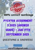 PYC4708 ASSIGNMENT 3 2025 &lpar;Answer Guide&rpar; &ndash; Due 17th September 2025