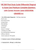 NR 569 Final Study Guide Differential Diagnosis  in Acute Care Practicum Complete Questions  with Correct Answers Latest 2025&sol;2026  GRADED A&plus;